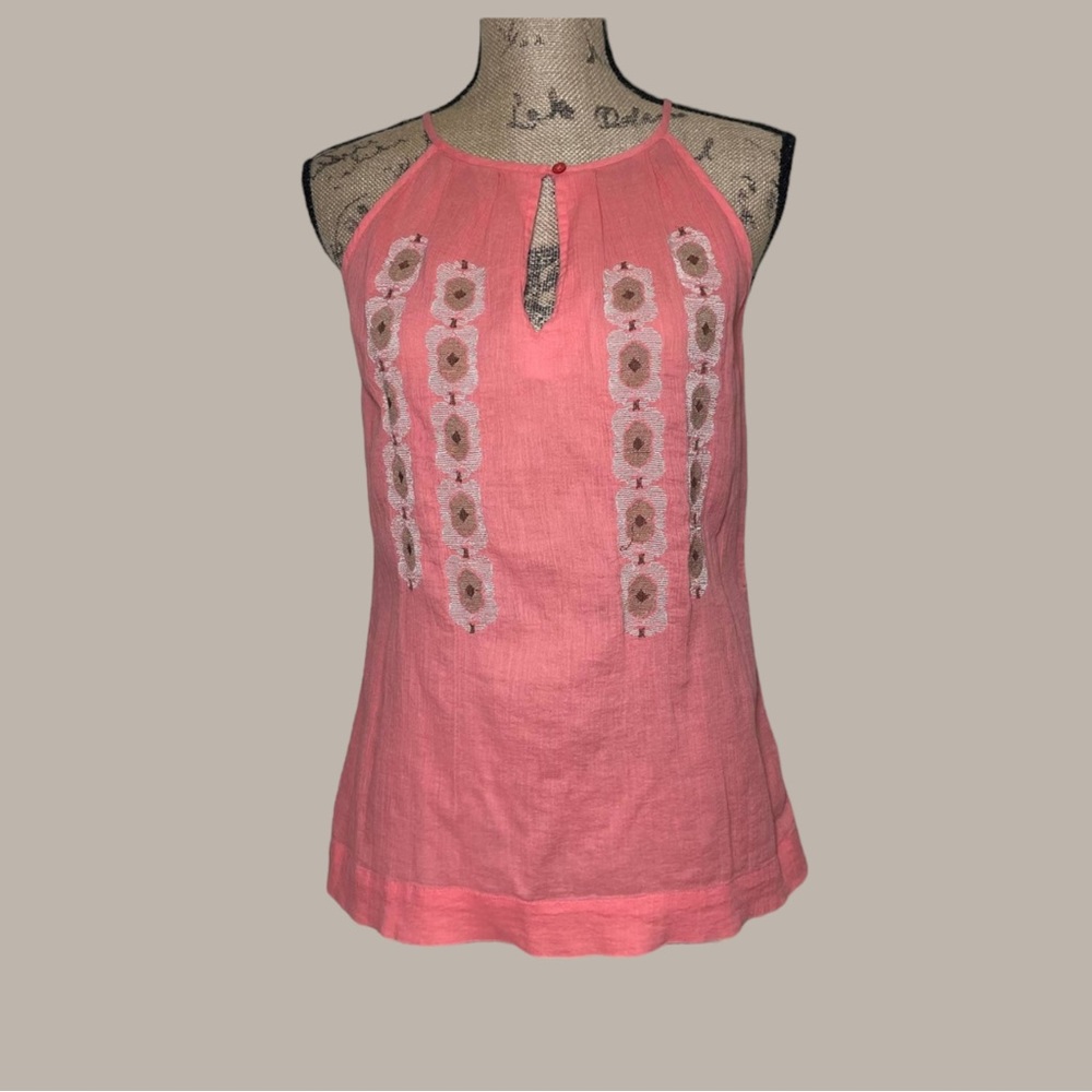 Banana Republic Peach Textured Linen Boho Tank XS